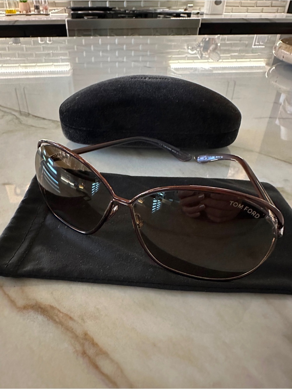 Tom Ford Brown Metal Frame Sunglasses with Brown Lenses - Picture 3 of 4